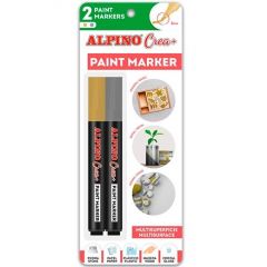Alpino rotuladores crea + paint marker para decoración todas superficies pack de 2 oro/plata