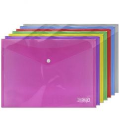 Ingraf pack de 10 sobres con cierre de broche - polipropileno - tamaño a4 - colores surtidos