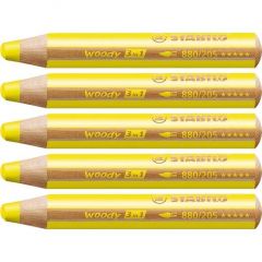 Stabilo lápices de colores woody 3 en 1 estuche de 5 amarillo