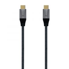 AISENS Cable USB 3.2 Gen2x2 Aluminio 20Gbps 8K@30Hz 5A 100W E-Mark, Tipo USB-C/M-USB-C/M, Gris, 1.0 m