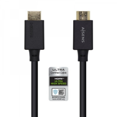 AISENS Cable HDMI V2.1 Ultra Alta Velocidad / HEC Certificado 8k@60Hz 48Gbps, A/M-A/M, Negro, 1.5m