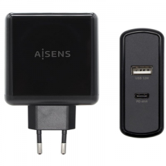 AISENS ASCH-2PD45A-BK cargador de dispositivo móvil GPS, Mando para videojuegos, MP3, MP4, Teléfono móvil, Portátil, Smartphone, Tableta Negro Corriente alterna Carga rápida Interior