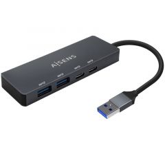 AISENS Hub USB3.2 Gen1 5G USB-A, USB-A/M-2xUSB-C/H-2xUSB-A/H, Gris, 15cm