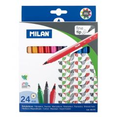 Milan pack de 24 rotuladores - punta fina de 2mm - tinta al agua - lavable - colores surtidos