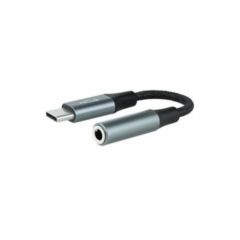 Nanocable Cable Adaptador Audio USB-C/M a Jack 3.5/H, 11 cm, Negro/Gris