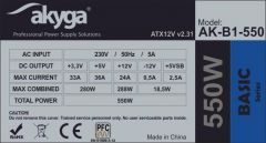 Akyga AK-B1-550 unidad de fuente de alimentación 550 W 20+4 pin ATX ATX Gris
