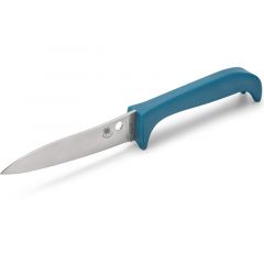 Spyderco STE-K20PBL Cuchillo de Cocina Counter Puppy azul  hoja Drop point lisa acabado satinado, acero 7Cr17 de 8,8 cm de largo con Mango plástico de color azul