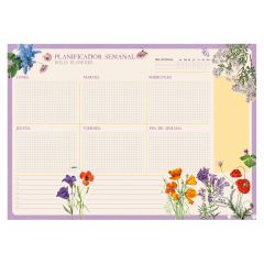 Bloc planificador semanal a3 botanical wild flowers español kokonote
