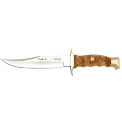 Cuchillo de caza Muela Bw BW-16.OL, puño de madera de olivo, defensa de latón, tamaño total 27,5 cm + tarjeta multiusos de regalo