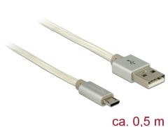 DeLOCK 0.5m USB 2.0-A/USB 2.0 Micro-B cable USB 0,5 m USB A Micro-USB B Blanco