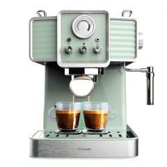Cafetera express para café espresso y cappuccino, con 20 bares, manómetro y vaporizador orientable.