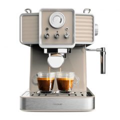 Cafetera express para café espresso y cappuccino, con 20 bares, manómetro y vaporizador orientable.