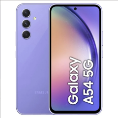 Teléfono Samsung Galaxy A54 (A546) 5g. Color Violeta (Violet). 128 GB de Memoria Interna, 8 GB de RAM, Dual Sim. Pantalla On-Cell Touch Super AMOLED de 6,4". Cámara trasera de 50 MP. Smartphone libre.