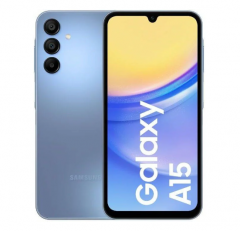 Teléfono Samsung Galaxy A15 (A155). Color Azul (Blue). 128 GB de Memoria Interna, 4 GB RAM. Dual Sim. Pantalla Infinity U Super AMOLED de 6,5". Cámara trasera de 50 MP. Smartphone completamente libre.