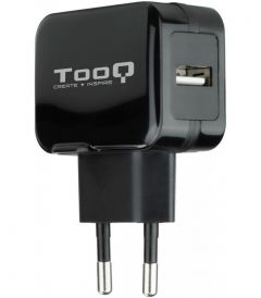 OUTLET Tooq Cargador de Pared con 1 Puerto USB (5V, 2.4A), para iPad/iPhone/Samsung/Tablets/Smartphones, Color Negro