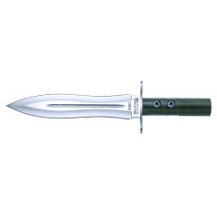 Cuchillo de caza Joker "Jabalí" CL110, puño de aluminio lacado, hoja MOVA de 25 cm, funda de cuero, herramienta de pesca, caza, camping y senderismo