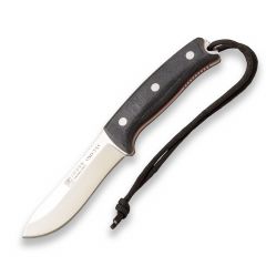 Cuchillo de Supervivencia OSO TS1 Joker CM140, mango Jute micarta negro, hoja de 11 cm, funda piel color negro, Herramienta de pesca, caza, camping y senderismo