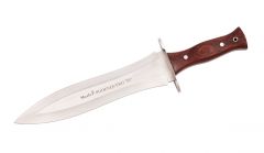Cuchillo de caza y deportivo Muela Podenquero, hoja de 26 cm de acero Nitro-42, cachas madera prensada rosewood, defensa inox, PODENQUERO-26R