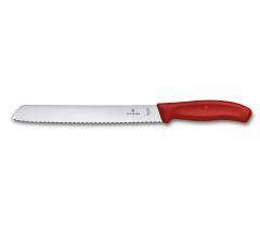 Cuchillo suizo para pan Victorinox Swiss Classic, filo dentado afilado, mango de color rojo ergonómico, hoja de 21 cm, en blister, 6.8631.21B