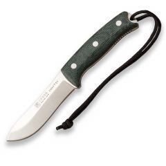 Cuchillo de Supervivencia OSO TS1 Joker CV140, mango Jute micarta Verde, hoja de 11 cm, funda piel color negro, Herramienta de pesca, caza, camping y senderismo