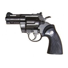 Réplica  de revólver Python 2" o Magnum de combate de los Estados Unidos en 1955, fabricado en metal y cachas de plástico, con mecanismo simulador de carga y disparo y tambor giratorio, con cañón ciego, no funciona, para decoración