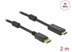 DeLOCK 85956 adaptador de cable de vídeo 2 m HDMI tipo A (Estándar) DisplayPort Negro