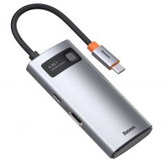 Baseus Metal Gleam Series 4-in-1 USB-C Hub estación dock para móvil Tableta/Smartphone Plata