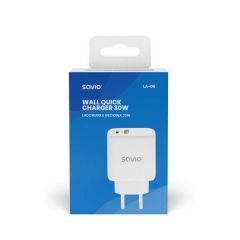 Savio LA-06 USB Type A & C Quick Charge Power Delivery 3.0 Indoor Tableta, Teléfono Blanco Corriente alterna Carga rápida Interior