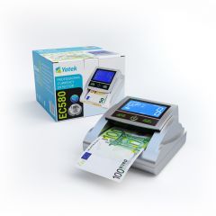 Detector de billetes falsos Yatek EC580 con 6 métodos de detección, con batería incluida y preparado para los nuevos billetes de 100 y 200€
