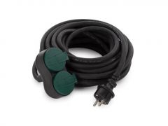 Cable prolongador con 2 tomas para el uso en exteriores - 10 m - color negro - 3g2.5 - toma de tierra lateral