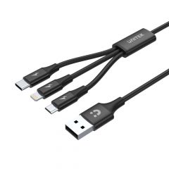 UNITEK C14049BK cable USB 1,2 m USB 2.0 USB C Micro-USB B/Lightning Negro