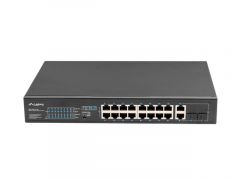 Lanberg RSFE-16P-2C-150 switch No administrado Gigabit Ethernet (10/100/1000) Energía sobre Ethernet (PoE) 1U Negro