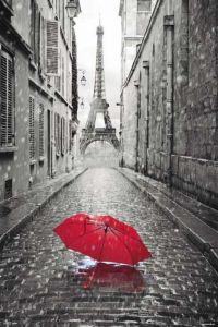 Poster paris-paraguas rojo