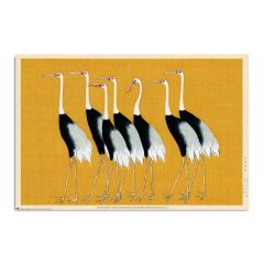 Poster flock of beautiful japanese red crown crane by o. korin