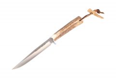 Cuchillo de caza Muela Gredos GRED-14, puño de asta de ciervo y defensa inoxidable, hoja de 14 cm MOVA + tarjeta multiusos de regalo