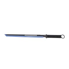 Machete cortacañas Third H0068BL hoja de acero inox negra con el corte anodizado en azul de 50 cm con mango de cuerda trenzada, con funda de nylon