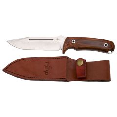 Cuchillo de caza Third H0182W con hoja de acero de 13,2 cm, mango de pakkawood. Incluye funda de piel.