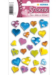 HERMA MAGIC stickers hearts coloured stone 1 sheet etiqueta autoadhesiva