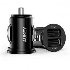 Aukey cc-s1 mobile device charger auto black 2xusb aipower 4.8a 24w