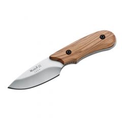 Cuchillo de caza Muela Ibex IBEX-8.OL, cachas de madera de olivo, peso 135 gramos, hoja de 7,5 cm + tarjeta multiusos de regalo