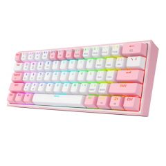 Redragon fizz pro k616 rgb teclado mecanico gaming inalambrico usb, usb-c y bluetooth - iluminacion rgb - teclas redragon red - color blanco/rosa