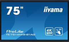 iiyama TE7514MIS-B1AG pantalla de señalización Panel plano interactivo 190,5 cm (75") LCD Wifi 435 cd / m² 4K Ultra HD Negro Pantalla táctil Procesador incorporado Android 24/7