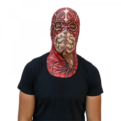 Ghoulish Productions - Máscara biomecánica de criatura de gas, máscara de látex de criatura de piel roja. Máscara de piel roja con venas. Línea Gas Masks. Máscara de látex de tamaño único