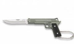Llavero Pistola Plata Martinez Albainox con Hoja de Acero Inox de 5.5. cm y Mango de Aluminio.