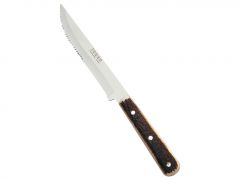 Cuchillo de mesa Joker, con puño en asta de ciervo y hoja de acero 420 con sierra de 12,5 cm, 70 gr, JC00