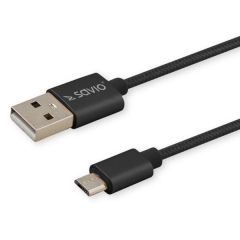Savio CL-129 cable USB 2 m USB 2.0 USB A USB C Negro