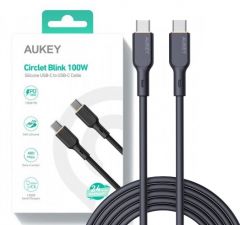 Aukey cb-scc102 usb-c type-c power delivery pd 100w 5a 1.8m silikon negro
