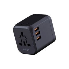 Aukey pa-ta04 universal travel adapter charger 30w with usb-c & usb-a uk usa eu aus chn 150 countries