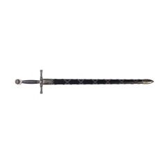 Réplica de la espada del Rey Arturo fabricada en metal y funda de plástico forrada y extraíble de 111 cm de color negro. Arma decorativa sin filo 