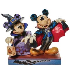 Figura enesco disney halloween mickey mouse & minnie mouse vampiro y bruja